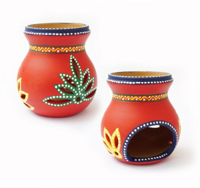 Аромалампа терракотовая "Лотос" красная