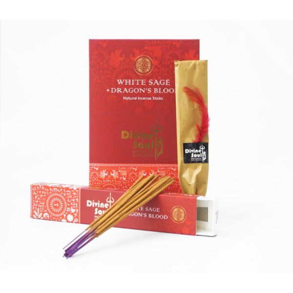 Благовония Белый Шалфей и Кровь Дракона DIVINE SOUL WHITE SAGE DRAGON BLOOD 15 грамм