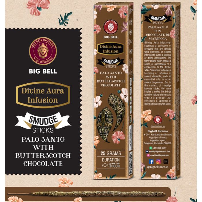 Пахощі Пало Санто та Шоколадна іриска BIG BELL Smudge Palo Santo Butterscotch Chocolate 25 грам