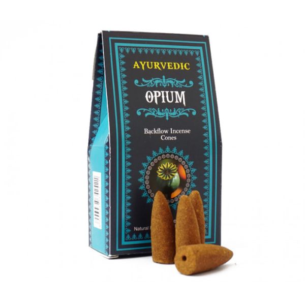 Ароматические конусы Жидкий дым Опиум Аюрведик Ayurvedic BACK FLOW CONES OPIUM 10 шт.