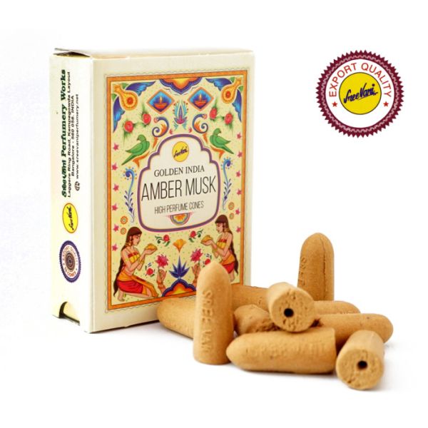 Аромаконусы Жидкий дым Амбер Муск Sreevani Back Flow cones Amber Musk 10 шт.