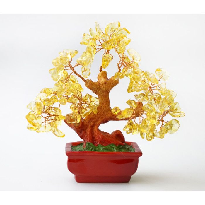 Дерево щастя з камінням Цитрин 16 см