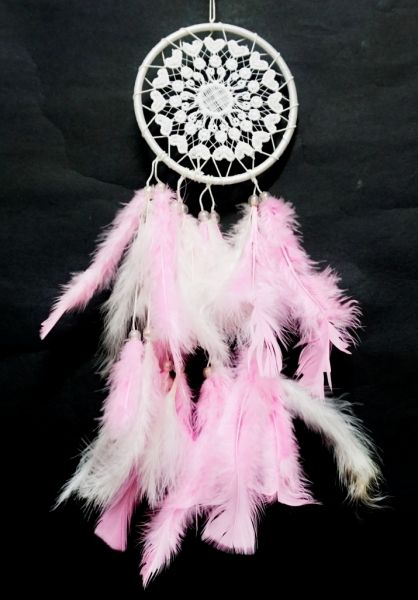 Ловець снів з пір'ям 1 кільце рожевий