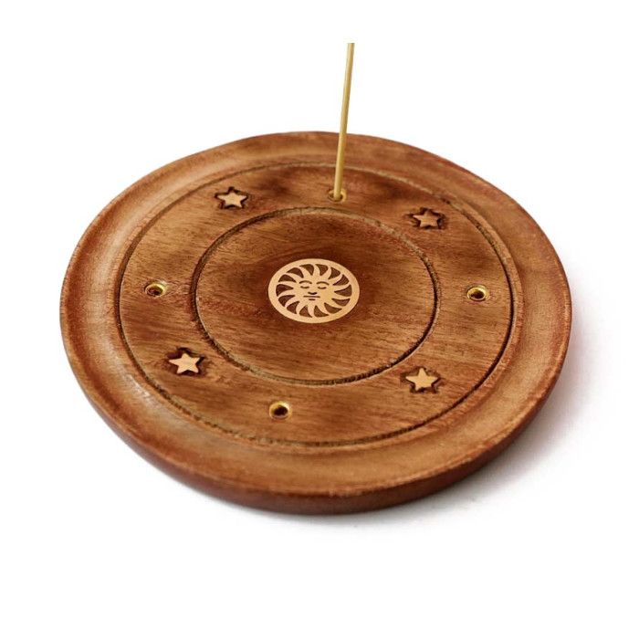 Підставка для аромапаличок і конусів дерев'яна Тарілка Сонце