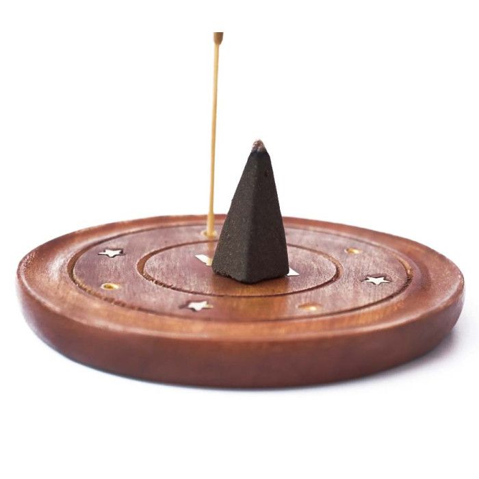 Підставка для аромапаличок і конусів дерев'яна Тарілка Сонце