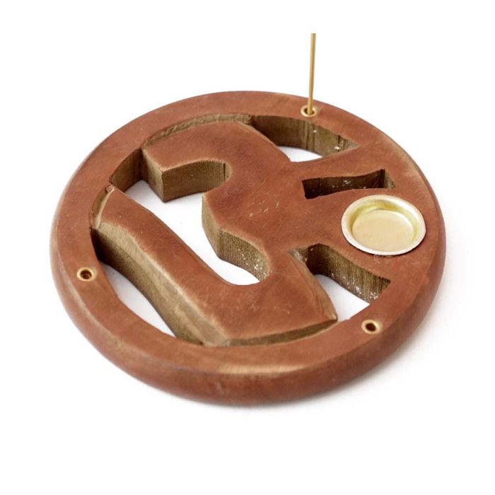 Підставка під аромапалички та конуси "Ом у колі" дерев'яна кругла