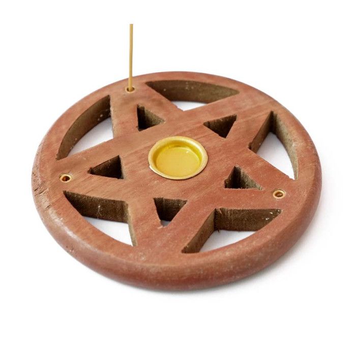 Підставка під аромапалочки та конуси "Зірка в колі" дерев'яна кругла