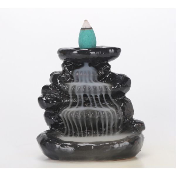 Підставка під пахощі Рідкий дим керамічна "Кам'яний струмок" чорна