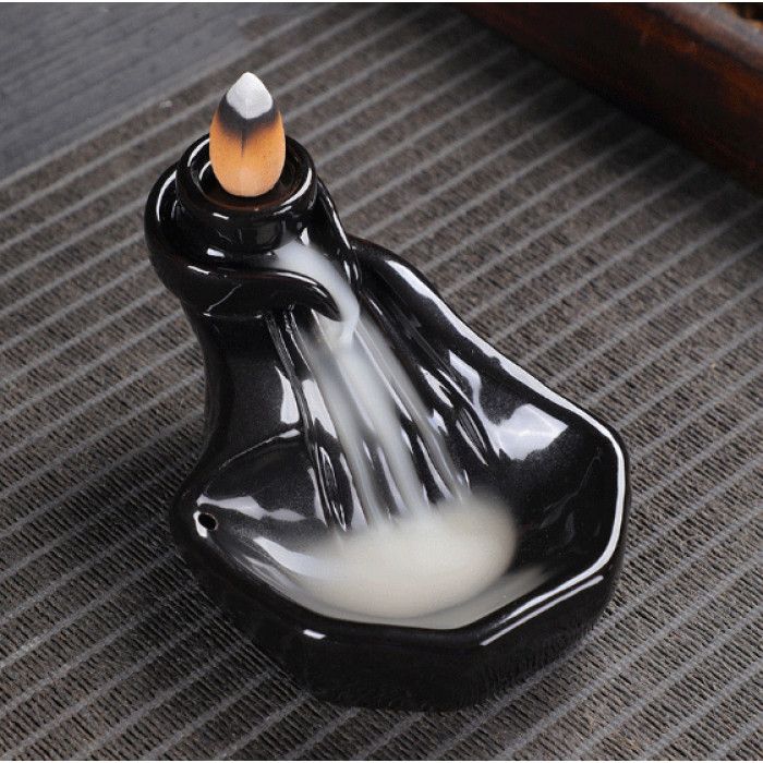 Підставка під пахощі Рідкий дим керамічна "Млин" чорна №2