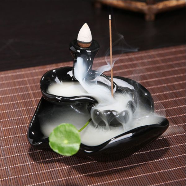 Підставка під пахощі Рідкий дим керамічна "Постійний потік" чорна