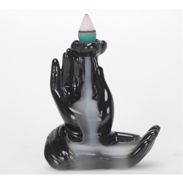 Підставка під пахощі Рідкий дим керамічна "Руки Будди" чорна