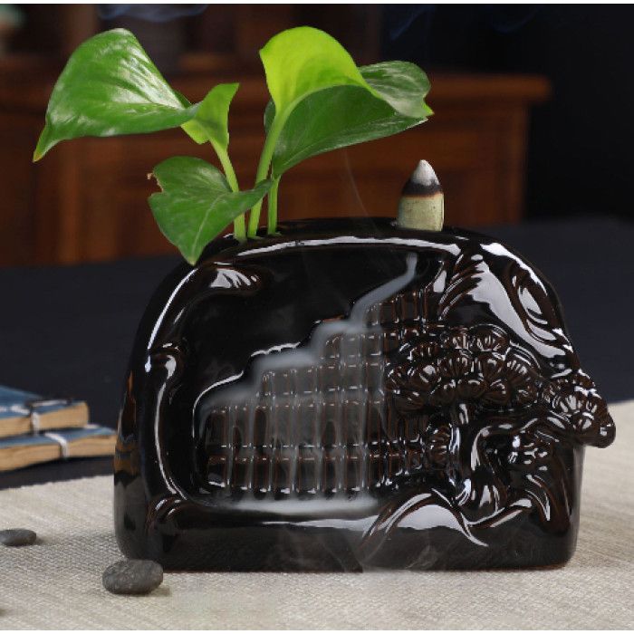 Подставка для благовоний "Жидкий дым" керамическая "Пейзажный водопад"