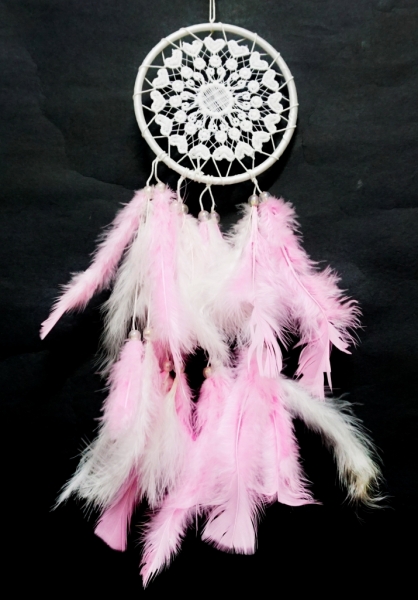 Ловець снів з пір'ям 1 кільце рожевий